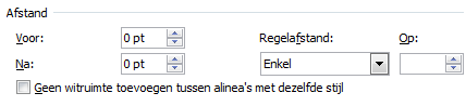 standaardstijl-regelafstand