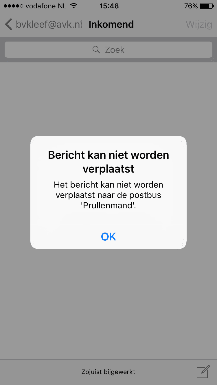 iPhone iPad Bericht kan niet worden verplaatst