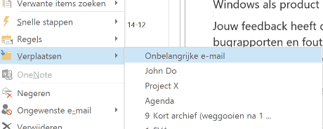 Onbelangrijke mail Verplaatsen