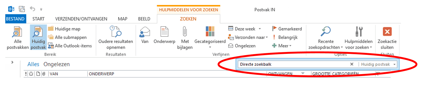 Zoeken in Outlook1