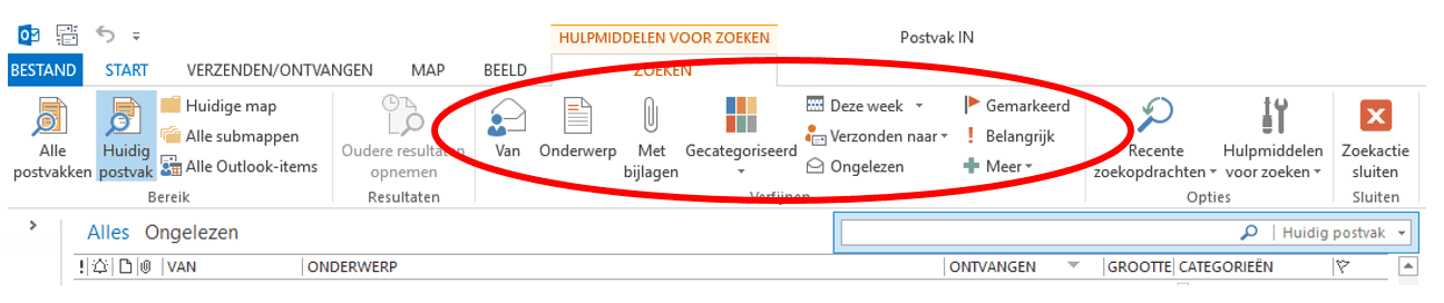 Zoeken in Outlook2