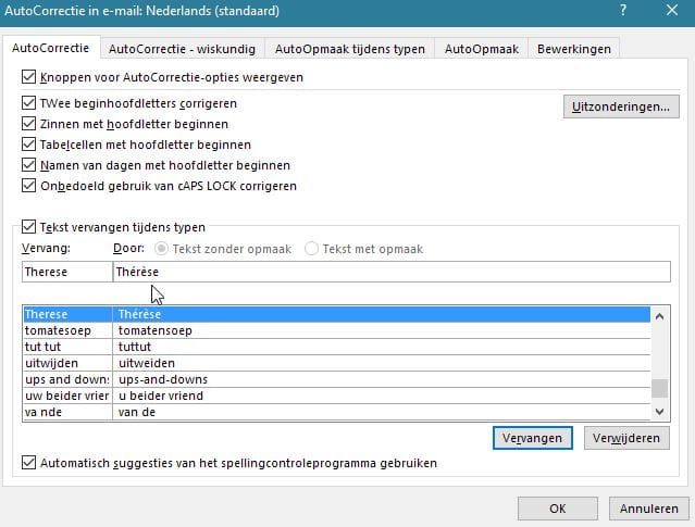 Autocorrectie Outlook 3