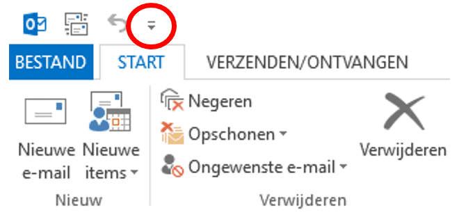 Werkbalk Snelle toegang 2