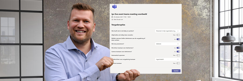 Opties voor vergadering in MS Teams