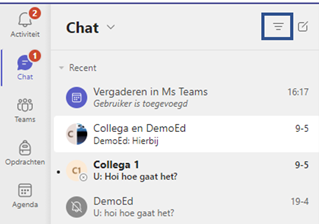 Filteren in de chat in MS Teams