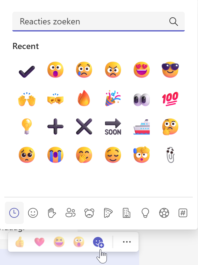 Kies met welke emoji je wilt reageren op een bericht.