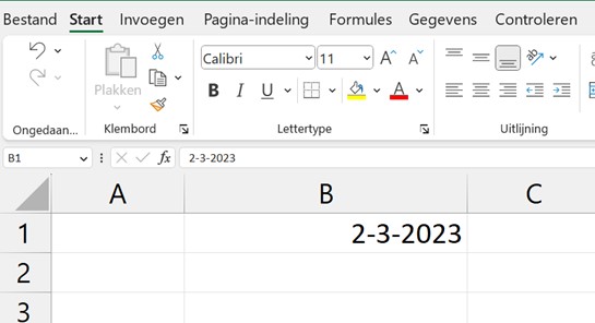 Datum weergeven in een cel in Excel werkblad